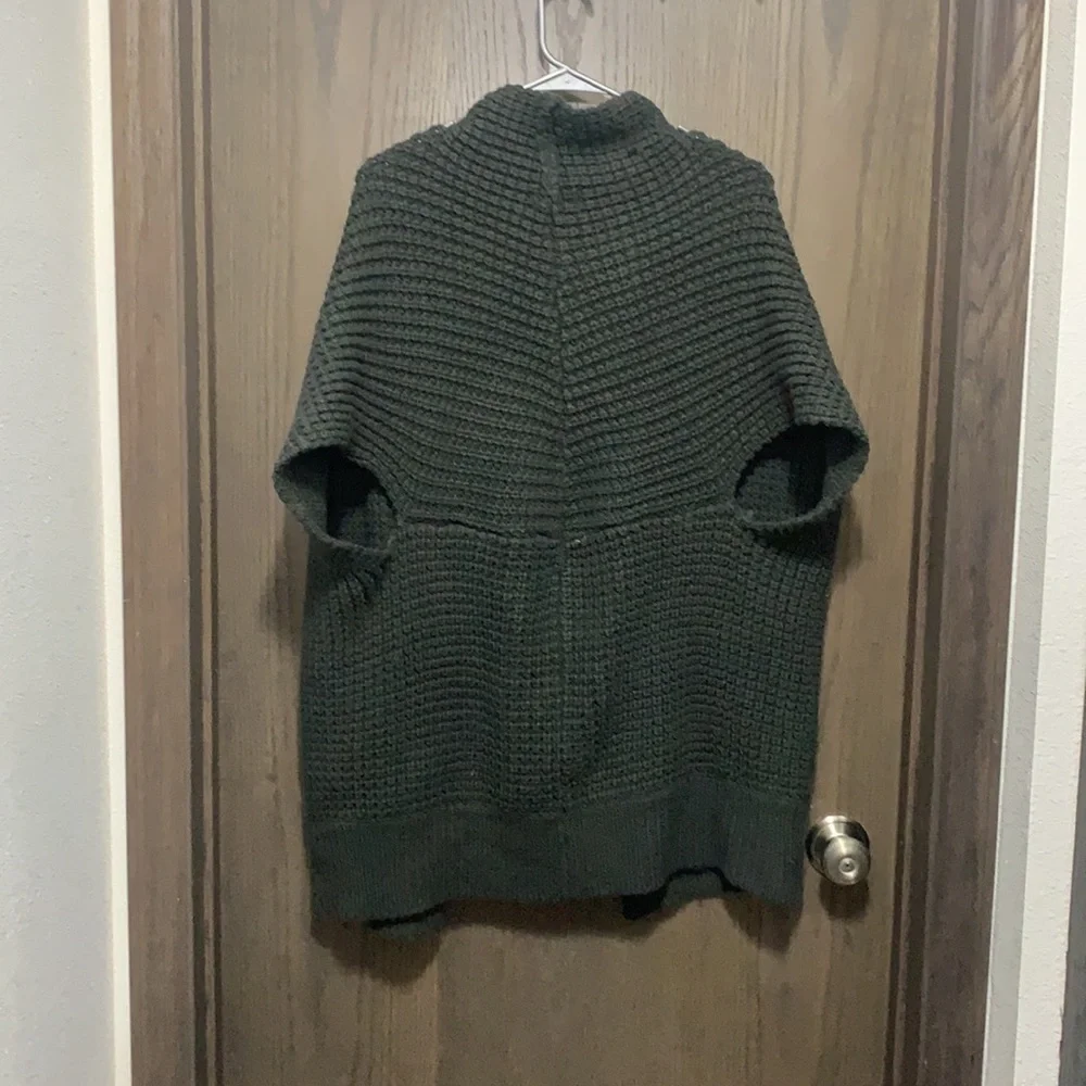 FORENZA Open Front Short Sleeve Lagenlook Drape Acrylic Knit Cardigan Sweater - Picture 3 of 3